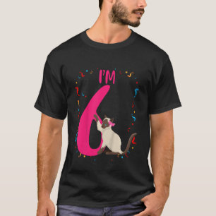 Camiseta Crianças Gato Bonito, tenho 6 anos, garota de aniv