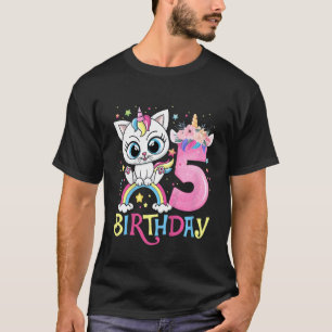 Camiseta Crianças Gato Gato Cortado Unicórnio Face Floral, 