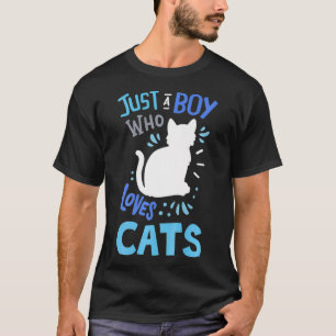 Camiseta Crianças Gatos Apenas Um Menino Que Adora Gatos Pr