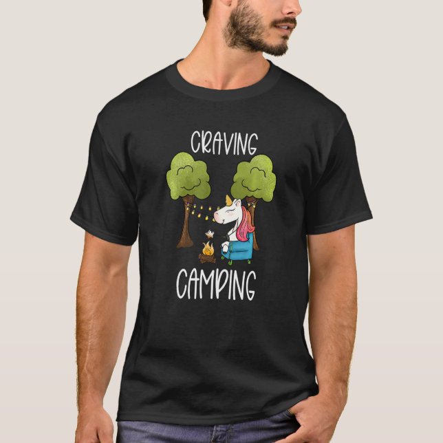 Camiseta Crianças Glamping Gear Unicorn Acampando Coisas Su (Frente)