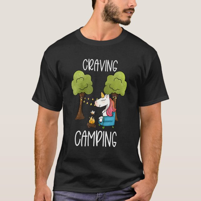 Camiseta Crianças Glamping Gear Unicorn Acampando Coisas Su (Frente)