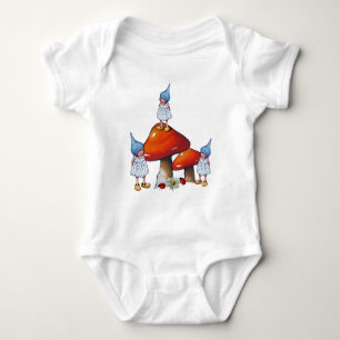 Camiseta Crianças Gnomo, Meninas Triplet, Toadstools, Art