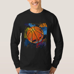 Camiseta Crianças: Grafite Colorido de Basquete de Arte pa