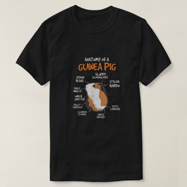 Camiseta Crianças Guiné Porco Dão Coisas De Caveira Anatomi (Frente do Design)