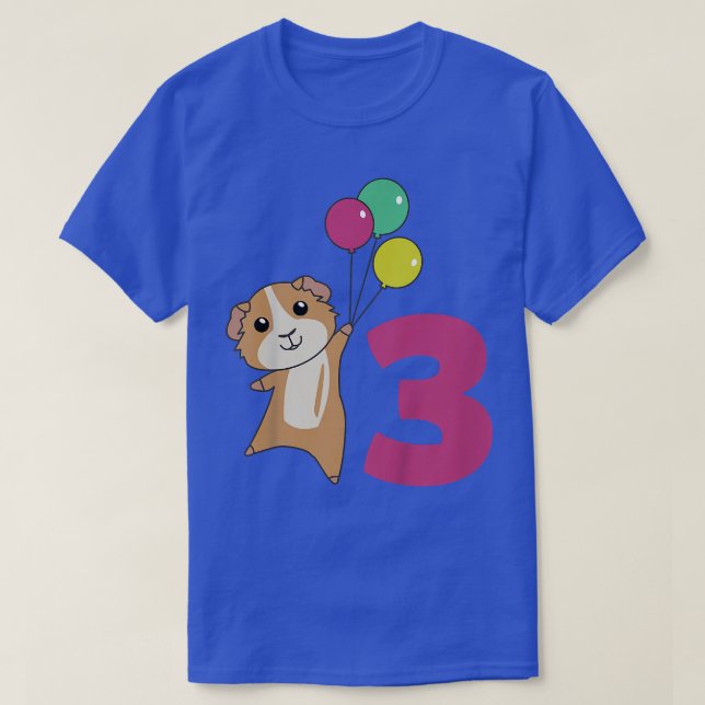 Camiseta Crianças Guiné Porco Terceiro Balões De Aniversári (Frente do Design)