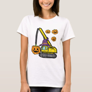 Camiseta Crianças Halloween Crane Construction Truque Para