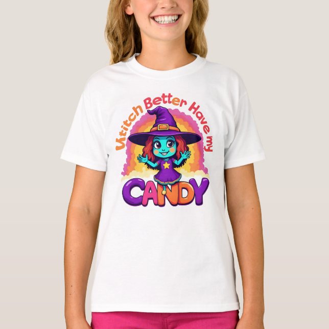 Camiseta Crianças Halloween engraçado (Frente)
