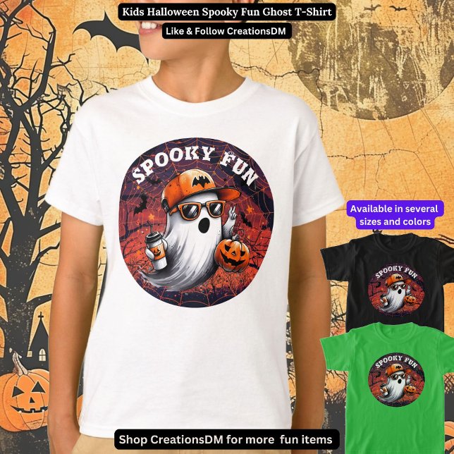 Camiseta Crianças Halloween Fantasma Divertido (Criador carregado)