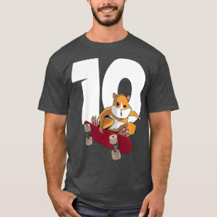 Camiseta Crianças Hamster em Skateboard 10 anos 10