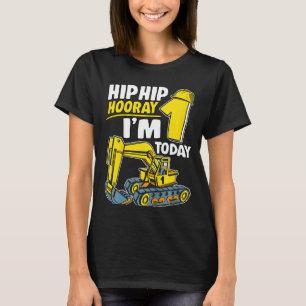 Camiseta Crianças Hip Hip Hooray Eu sou 1 Hoje 1 ano Garoto