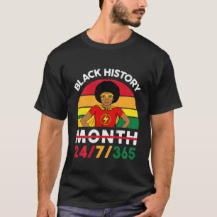 Camiseta Crianças História Negra Mês 24/7/365 Menina Afr