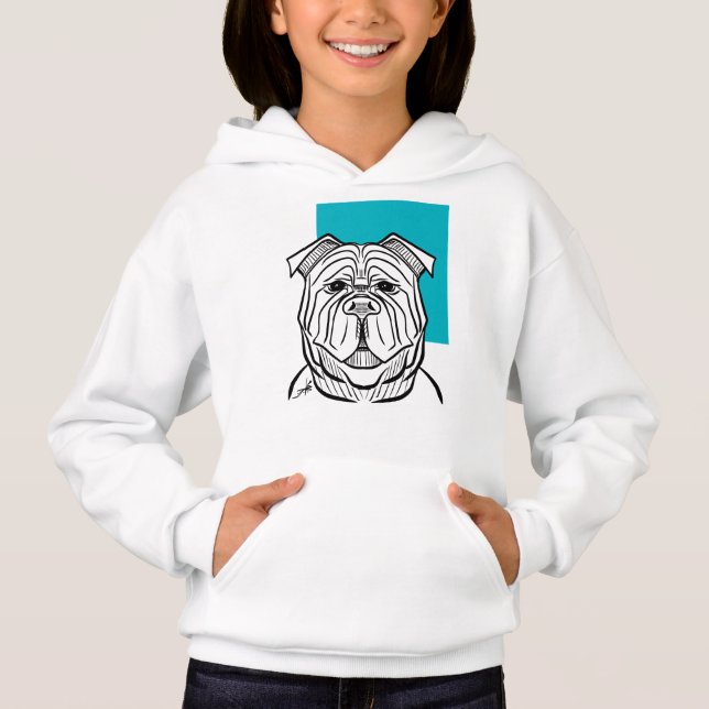 Camiseta Crianças Hoodie - Coleção de Cães - Design Azul (Frente)