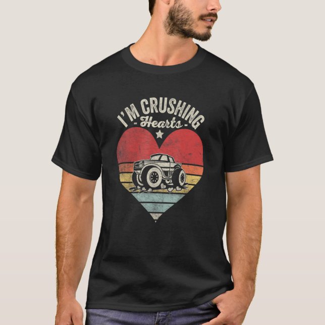 Camiseta Crianças I Crush Hearts Monster Truck Valentineu20 (Frente)