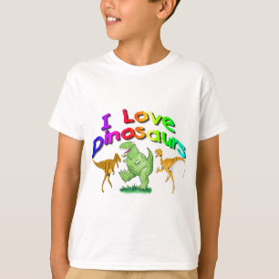 Camiseta Crianças "I Love Dinossaurs" presentes