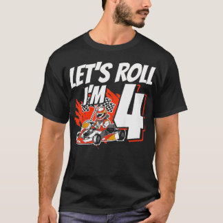 Camiseta Crianças Im 4 Race Vamos Rolar 4º aniversário Ir K