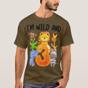 Camiseta Crianças Im Wild e 3 aniversário de 3 anos de Zoo