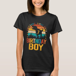 Camiseta Crianças Incríveis Desde 2015 7 Birthday Dinossaur
