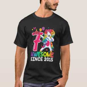 Camiseta Crianças Incríveis Desde 2015 Dabbing Unicorn 7 Bi