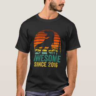 Camiseta Crianças Incríveis Desde 2016 6 Aniversário Dinoss