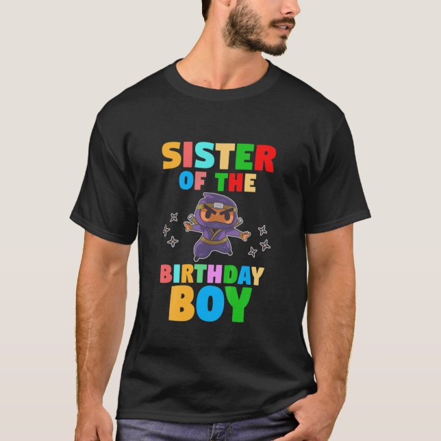 Camiseta Crianças Irmã Do Aniversário Ninja (Frente)