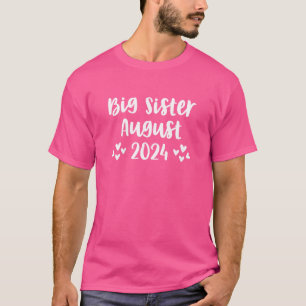 Camiseta Crianças Irmã Grande Agosto De 2024 Eu Vou Ser Um