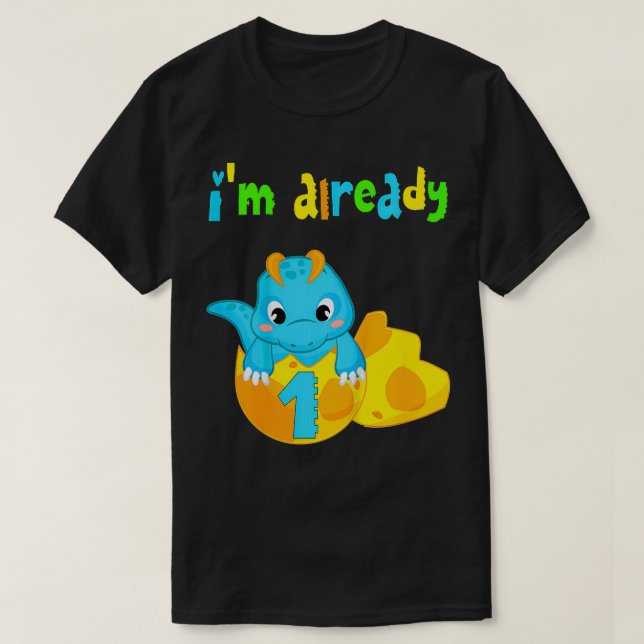 Camiseta Crianças já tenho 1 ano Brinquedos de dinossauro 1 (Frente do Design)