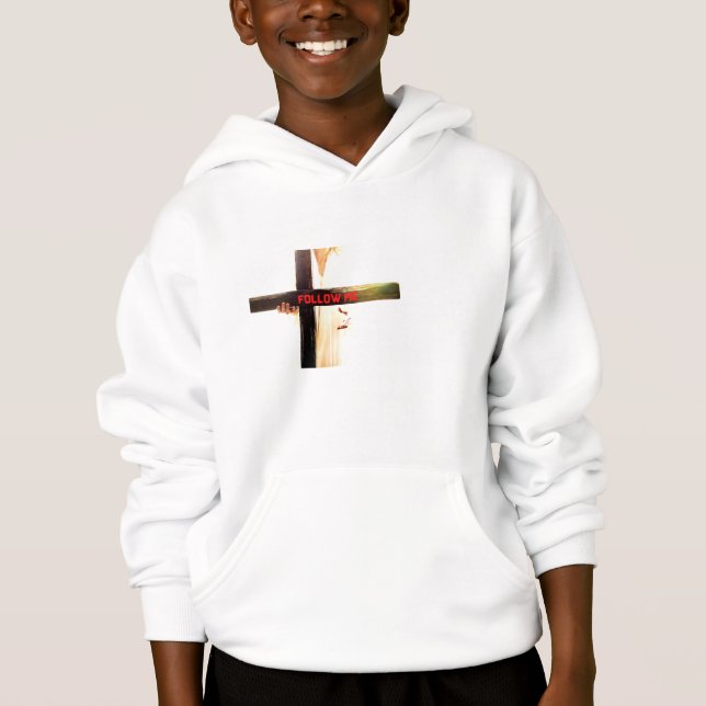 Camiseta Crianças Jesus Seguem-me Hoodie (Frente)