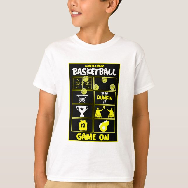 Camiseta Crianças: Jogadores De Basquete Em Cadeira De Roda (Frente)