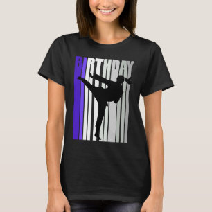 Camiseta Crianças Karate Aniversário Que Poupa Mulheres Azu