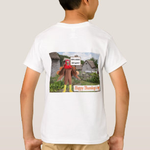 Camiseta crianças lá. Feliz Ação de Graças. Cheetah Turkey