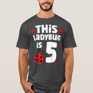 Camiseta Crianças Ladybug Aniversário 5 de Aniversário Este