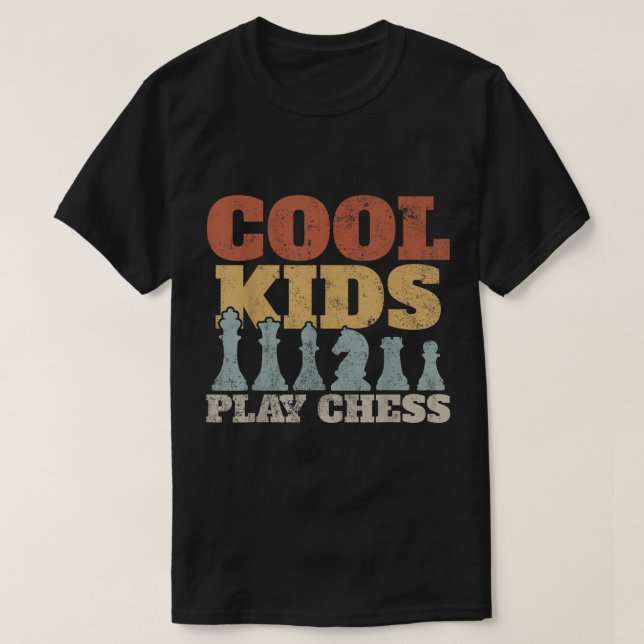 Camiseta Crianças Legais Jogam Xadrez Design (Frente do Design)