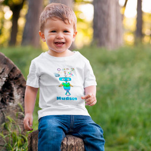 Camiseta Crianças legal Aprendendo Robô A Ler Personalizado