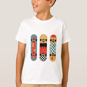 Camiseta Crianças Legal Coloridas do skate Retro