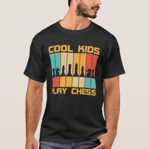 Camiseta Crianças legal jogam peças de xadrez de xadrez