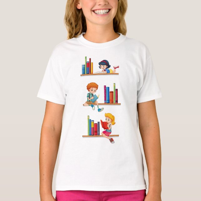 Camiseta Crianças Lendo Livros (Frente)