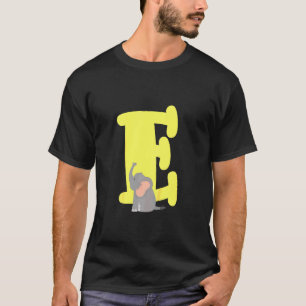 Camiseta Crianças - Letra maiúscula E, alfabético, elefante