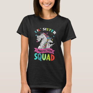 Camiseta Crianças Lil Sister Protection Squad Unicorn Bro D