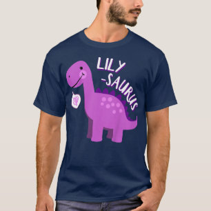 Camiseta Crianças LilySaurus Dinossaur Nome T Presente Pers