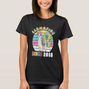 Camiseta Crianças Llama Garota De 4 Anos De Idade, Alupaçan