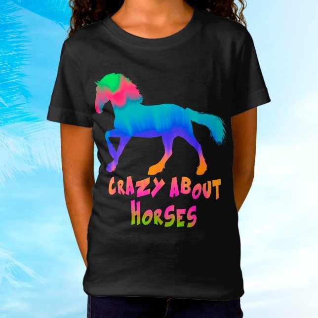Camiseta Crianças "Loucas Com Cavalos" Cordilheira Tropical (Criador carregado)