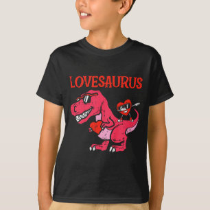 Camiseta Crianças Lovesaurus Dino Trex Dab Coração Meninos