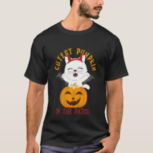 Camiseta Crianças Mais Fofas Abóbora No Remendo Gata Menina