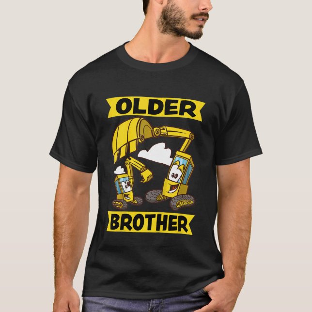 Camiseta Crianças Mais Velhos Irmão 2023 Digger Excavator D (Frente)