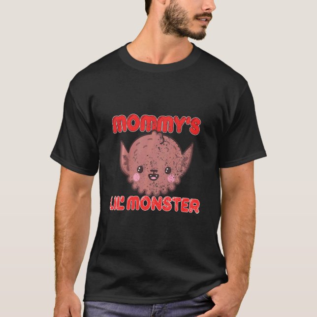 Camiseta Crianças Mamães Lil Monstro Lobisomem Fora do Carn (Frente)