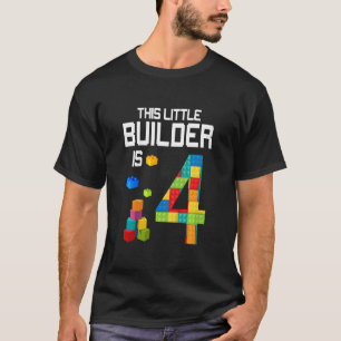 Camiseta Crianças Master Builder 4º Aniversário Garoto De 4