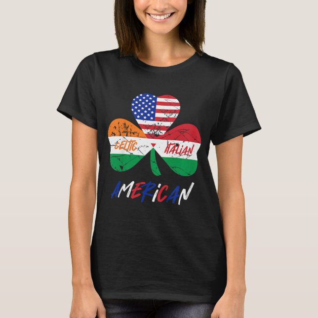 Camiseta Crianças Meia-Irlandesa Metade Da Bandeira Italian (Frente)