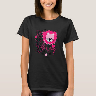 Camiseta Crianças Menina Filha Rosa Leão Leopardo Leão Rosa