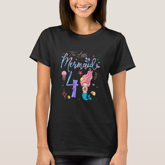 Camiseta Crianças Meninas 4º Aniversário Garota Esta Pequen (Frente)
