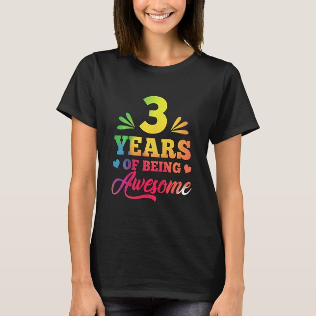 Camiseta Crianças Meninas Com aniversário de 3 anos De 3 An (Frente)